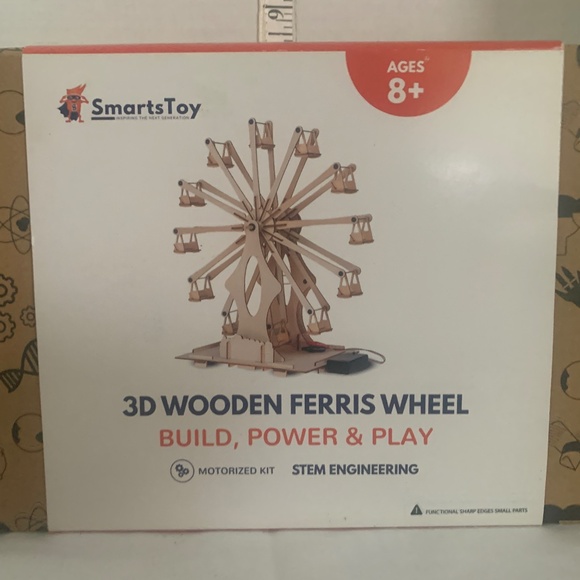 NIP 3D Wooden Ferris Wheel Build, power, and play kit by Smarts Toy - Picture 1 of 2